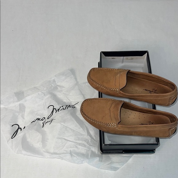 MASSIMO MATTEO PENNY KEEPER BROWN LEATHER LOAFER DRIVING SHOES MOCCASINS 7.5 - Picture 2 of 16